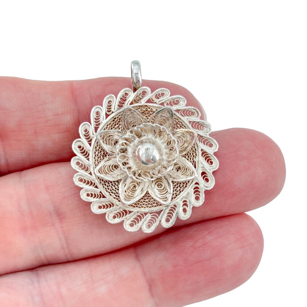Vintage Sterling Silver 925 Filigree Pendant